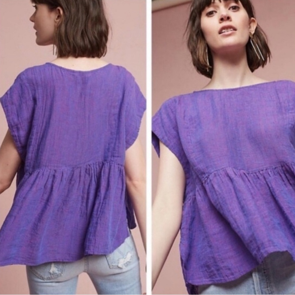 LIKE NEW Anthropologie 100% Linen Oversized Blouse